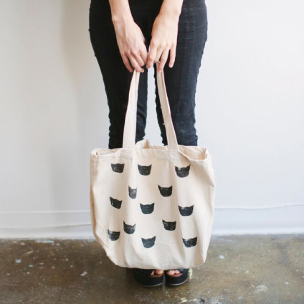 Leah Reena Goren black cat pattern tote bag